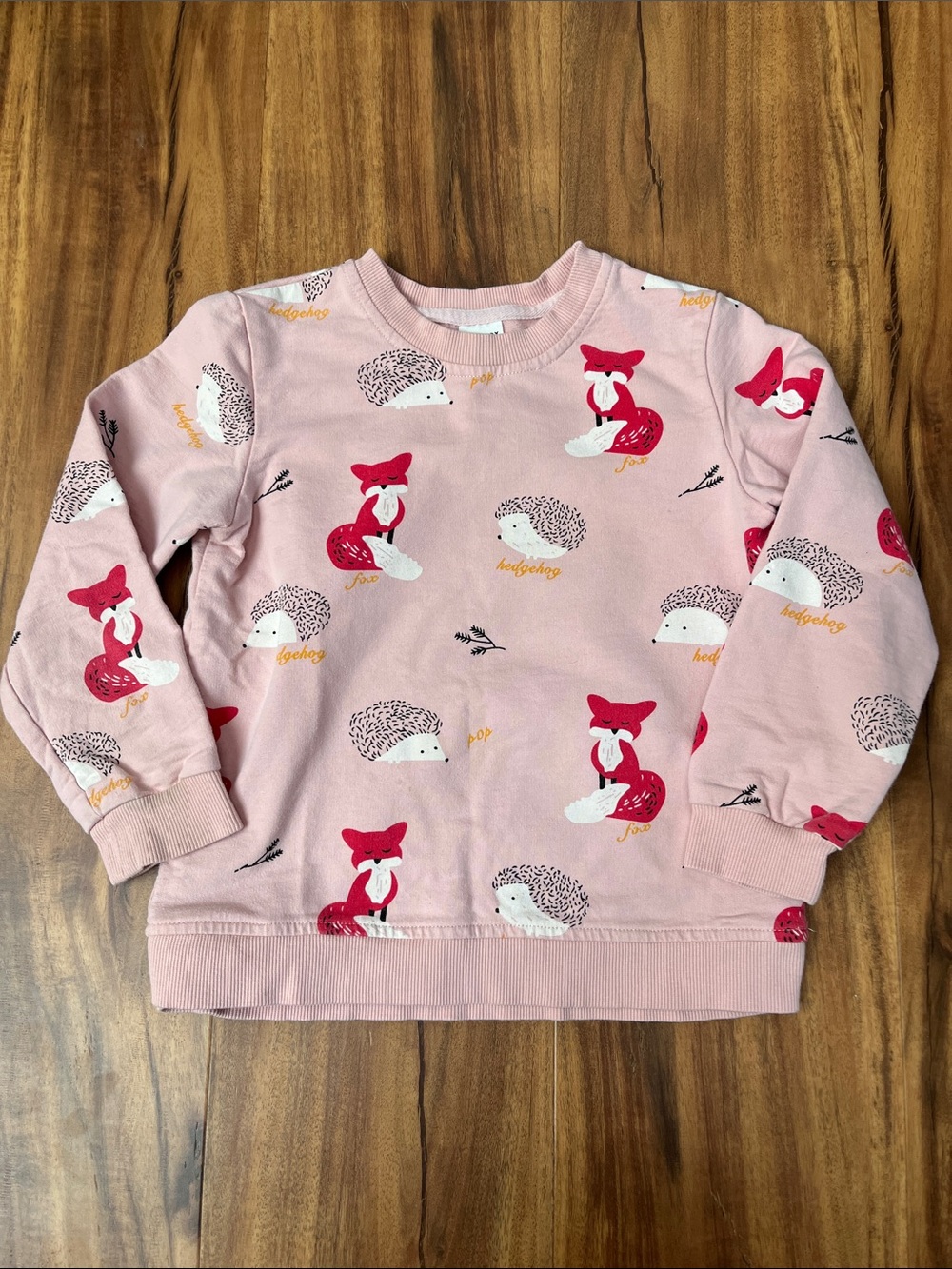 Girls' Pink Fox & Hedgehog Print Pullover Sweatshirt - Kids